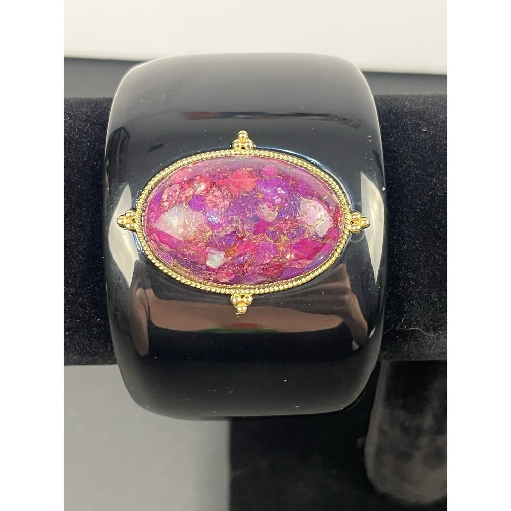 Purple Composite Mojave Turquoise Resin‎ Cuff 14K Gold